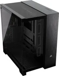 Produktbild: CORSAIR 6500X Mid-Tower ATX-Doppelkammer-PC-Gehäuse – Gehärtetes Panoramaglas - Umgekehrte Verbindung Motherboard-Kompatibel – Keine Ventilatoren Inbegriffen – Schwarz/Obsidian Aluminium
