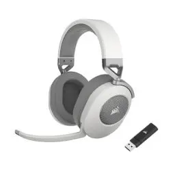 Produktbild: CORSAIR HS65 WIRELESS Multiplattform-Gaming-Headset Mit Bluetooth - Dolby 7.1 Surround Sound - Omnidirektionales Mikrofon - iCUE-Kompatibel - PC, Mac, PS5, PS4, Nintendo Switch, Handy - Weiß