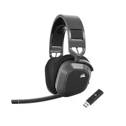 Produktbild: CORSAIR HS80 MAX WIRELESS Multiplattform-Gaming-Headset Mit Bluetooth – Dolby Atmos – Omnidirektionales Mikrofon – iCUE-Kompatibel – PC, Mac, PS5, PS4, Switch, Mobil – Stahlgrau