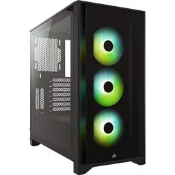 Produktbild: CORSAIR iCUE 4000X RGB Mid-Tower-ATX-PC-Gehäuse mit Gehärtetem Glas - 3x SP120 RGB ELITE Lüfter - iCUE Lighting Node CORE Controller - Hoher Luftstrom - Schwarz