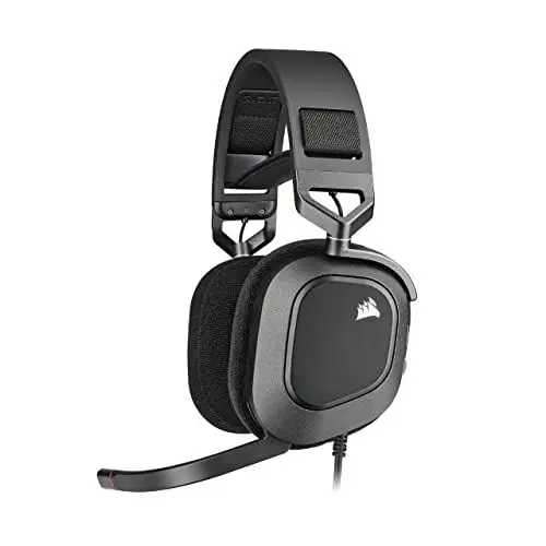 Produktbild: Corsair HS80 RGB USB Gaming-Headset mit Dolby Audio 7.1-Surround-Sound (Mikrofon in Broadcast-Qualität, Ohrmuscheln aus Memory-Schaumstoff, Hi-Fi-Sound, Robuste Konstruktion) Karbon, Schwarz