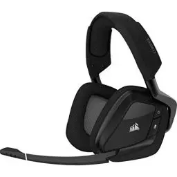 Produktbild: Corsair Void Elite RGB Wireless Gaming Headset (7.1 Surround Sound, Ultraniedrige Latenz, 12 Meter Reichweite, Omnidirektionales Mikrofon, iCUE RGB-Beleuchtung, für PC und PS4) carbon, Schwarz