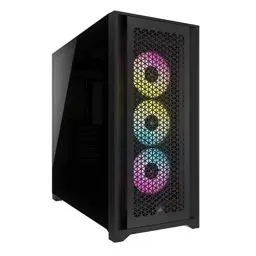 Produktbild: Corsair iCUE 5000D RGB Airflow Mid-Tower-Gehäuse, 3 × AF120 RGB Elite-Lüfter – iCUE Lighting Node PRO-Beleuchtungssteuerung – Konstruktion Mit Hohem Luftdurchsatz - Schwarz