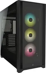 Produktbild: Corsair iCUE 5000X RGB Mid-Tower-ATX-PC-Smart-Gehäuse mit Gehärtetem Glas (Vier Paneele aus Gehärtetem Glas, RapidRoute-Kabelführungssystem, Drei Inbegriffene 120-mm-RGB-Lüfter) Schwarz