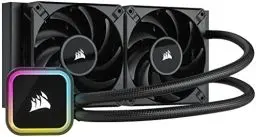 Produktbild: Corsair iCUE H100i RGB Elite CPU-Flüssigkeitskühler (16 Dynamische RGB-LEDs, AF Elite Series 120-mm-FDB-Lüfter, 240-mm-Radiator, iCUE-Software, LGA 1700-, 1200-, 115X-, 2066- und AM4-Sockel) Schwarz