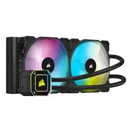 Produktbild: Corsair iCUE H115i ELITE CAPELLIX CPU-Flüssigkeitskühlung (33 Ultrahellen RGB-LEDs, Zwei 140-mm-PWM-Lüfter der ML RGB, 400 bis 2.000 U/min, Inklusive Commander CORE) Schwarz