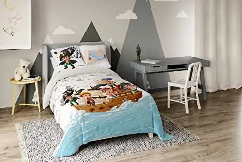 Produktbild: CORTIWEB Mani Bettwäsche-Set mit Piratenschiff-Design, 2-teilig, für 90 cm Bett: 160 x 280 cm, Einheitsgröße