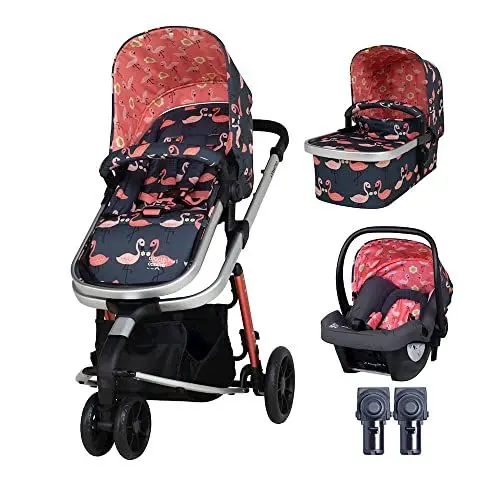 Produktbild: Cosatto Giggle 3 in 1 Kombikinderwagen, Ab Geburt bis 18kg, mit Babywanne, Sportsitz, Babyschale und inklusive Regenschutz, Kompakt faltbar (Pretty Flamingo)