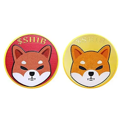 Produktbild: cosbur Shiba Inu Coin, Pure Gold Colour Physical Shiba Coin in Protective Collector's Gift, Shib Coin Decentral Meme Token, Set of 2 (Gold & Red)