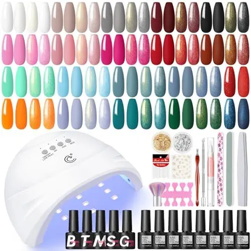 Produktbild: COSCELIA 20 Farben UV Nagellack Set mit UV Lampe - Nagelset Gelnägel Starterset- Schwarz Weiß Rot Grün Grau - Nagel Sets Gel Nägel für Anfänger - Gelnägel Set - Nail Art Set