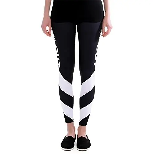 Produktbild: cosey Sports Line - Yoga und Fitness-Leggings (Einheitsgröße) - Workout Linien schwarz-weiß