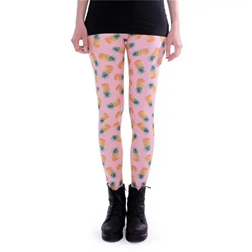 Produktbild: cosey - Bedruckte Bunte Leggins (Einheitsgröße) Verschiedene Leggings Designs, Ananas Pink, Einheitsgröße