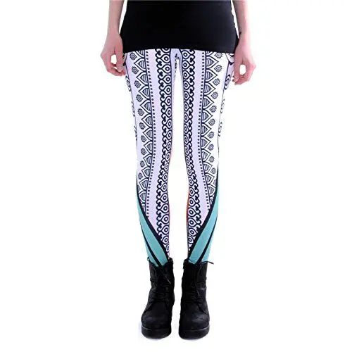 Produktbild: cosey - Bedruckte Bunte Leggins (Einheitsgröße) Verschiedene Leggings Designs, Mandala Stripes, Einheitsgröße