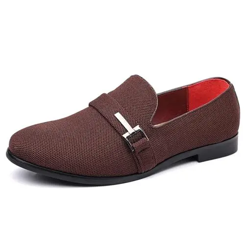 Produktbild: COSIDRAM Herren Loafers Slip on Schuhe Smoking Anzug Mokassins Kleid Freizeitschuhe für Männer Braun 44