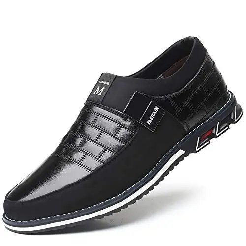 Produktbild: COSIDRAM Herren Schuhe Business Freizeitschuhe Klassische Mokassins Atmungsaktiver Komfort Wanderschuhe Fahrschuhe Flache Slipper Schwarz 47