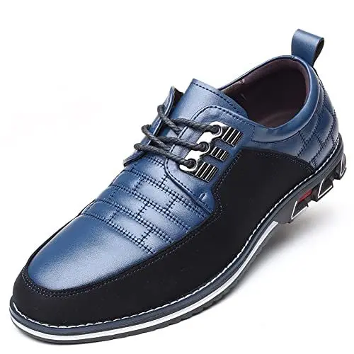 Produktbild: COSIDRAM Herren Schuhe Business Freizeitschuhe Klassische Mokassins Atmungsaktiver Slipper Komfort Wanderschuhe Flache Fahrschuhe Blau 44