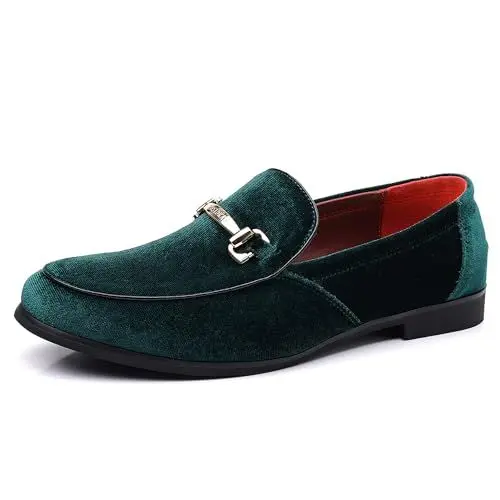 Produktbild: COSIDRAM Herren Schuhe Business Klassische Loafer Kleid Slipper Hochzeit Smoking Anzug Mokassins für Männer Grün 44
