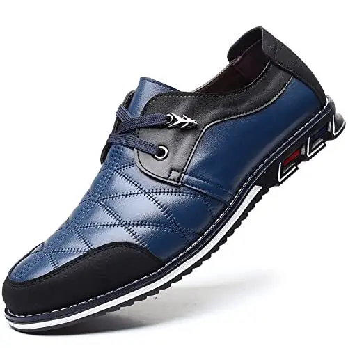 Produktbild: COSIDRAM Herren Schuhe Freizeitschuhe Business Mokassins Klassische Atmungsaktiver Slipper Komfort Wanderschuhe Flache Fahrschuhe Blau 46