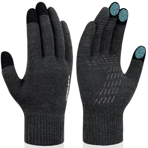 Produktbild: coskefy Handschuhe Damen Herren Winter Touchscreen Winterhandschuhe Wolle Warm Strickhandschuhe Bequem Fingerhandschuhe Reiten Camping Wandern Arbeit