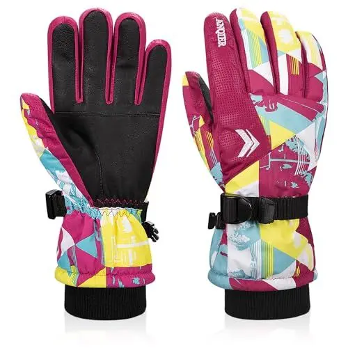Produktbild: coskefy Handschuhe Kinder Winter Skihandschuhe Junge Mädchen Wasserdicht Fleece Fahrradhandschuhe Kinder Sport Winddicht 3-15 Jahre Laufhandschuhe für Klttern Snowboard Skifahren Radfahren Wandern