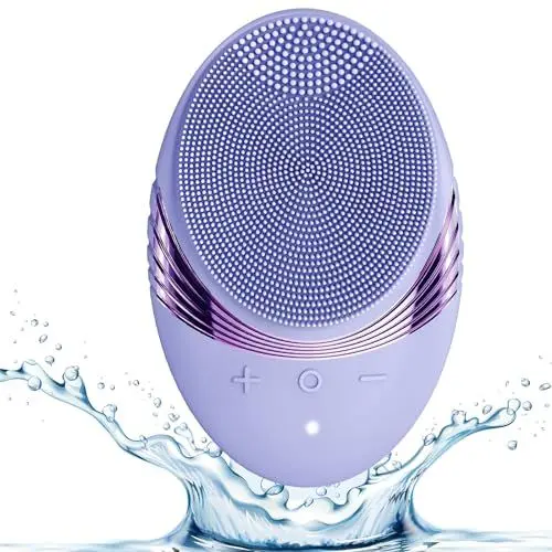 Produktbild: Face Scrubber Gesichtsreinigungsbürste: IPX7 Wasserdichte wiederaufladbare Gesichtsbürste, 5 Reinigungsmodi, violett