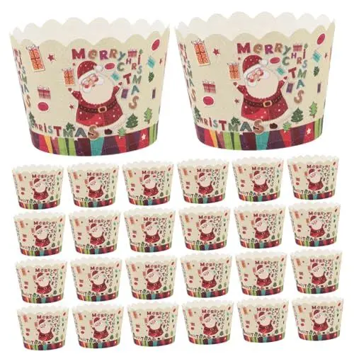 Produktbild: COSMEVIVI 100st Muffinförmchen Zu Weihnachten Backform Für Weihnachtsmuffins Weihnachtsbackbecher Verpackungen Für Muffinförmchen Halter Für Muffinförmchen Cupcake-backförmchen Rot Papier