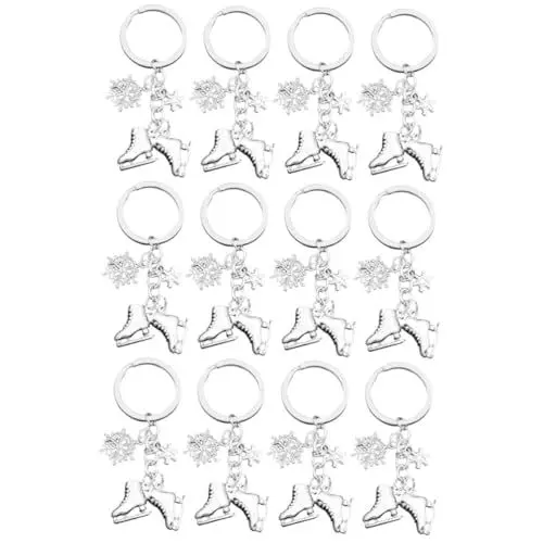 Produktbild: COSMEVIVI 12stücke Schneeflocken Schlittschuhe Schlüsselanhänger Kreative Hängende Verzierung Für Taschen Rucksäcke Spiele Souvenirs Eislauf-favoriten Roller Skates Keychain
