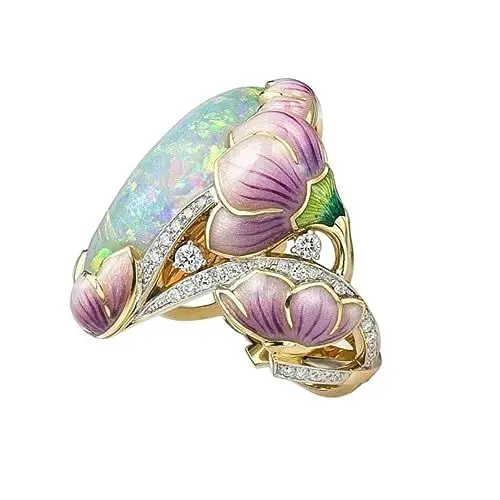Produktbild: COSMEVIVI Damenschmuck Opalstein Blumenmuster Modisch Für Party Hochzeit Verlobung
