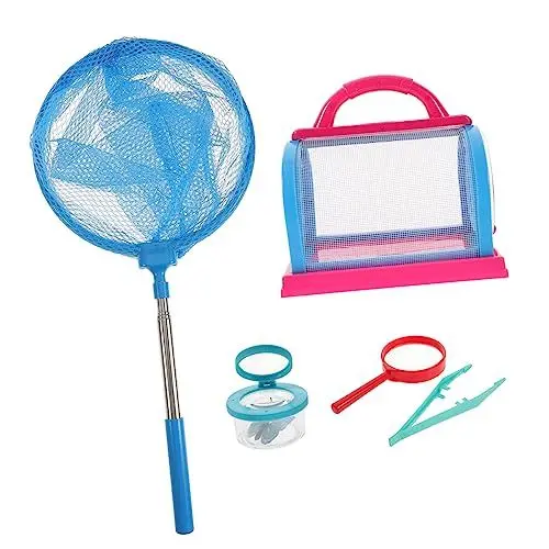 Produktbild: COSMEVIVI 1 Satz Insektenbeobachtungsset Spaß Ring Fangkäfig Tierkäfig Fänger Kinder Outdoor Spielzeug Kinder draußen Spielzeug Werkzeug Fangset für Kinder 3-5 Lupe für Kinder Plastik Blue