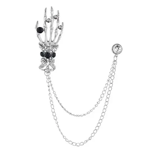 Produktbild: COSMEVIVI Einzigartige Skeletthände Retro-Brosche Skelett Pullover Kettenhalter für Halloween Chic Horror