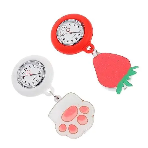 Produktbild: COSMEVIVI 2st Ausziehbare Schwestern-taschenuhr Dehnbarer Clip An Der Uhr Pflegeclip Stoppuhr-Halskette Anhängeruhren Für Damen Taschenuhr Clip-on-Uhr Hängende Uhr Pflegeuhr Glas