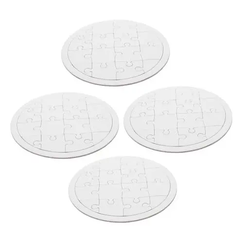 Produktbild: COSMEVIVI Künstlerisches Puzzlespielzeug Für Jungen Und Mädchen 4 Blätter Mit Leeren Puzzleteilen in Runder Form Zum Ausmalen Und Zeichnen