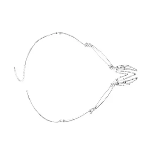 Produktbild: COSMEVIVI Krallenhalskette Halloween-halsketten Halloween-roman-halskette Halloween-kettendekor Halloween-handknochenhalsketten Halsanhänger Halloween Hand Knochen Halskette Legierung Silver