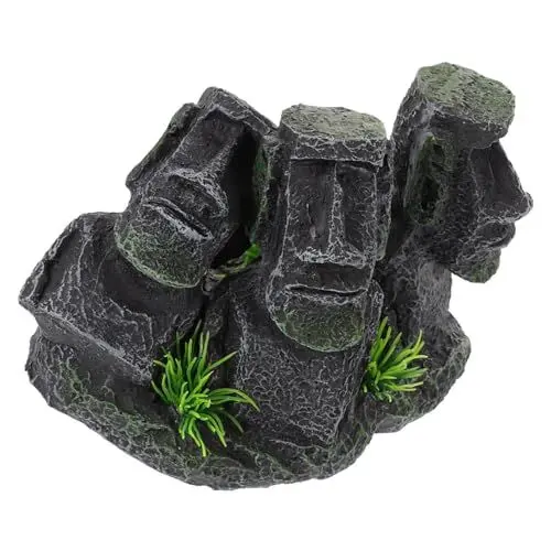 Produktbild: COSMEVIVI Moai-Dekoration Für Aquarien Zubehör Für Aquarien Realistische Moai-Statue Künstliche Pflanzen Verleihen Ihrem Aquarium Eine Natürliche Note