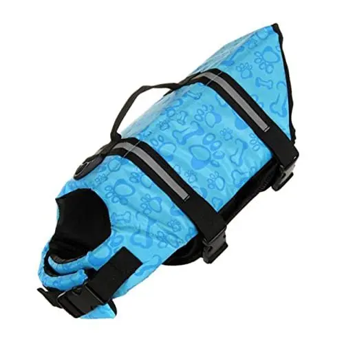 Produktbild: COSMEVIVI Rettungsweste Für Haustiere Hundeweste Aus Knochen Hundestrand Schwimmweste Für Haustiere Welpenleben Bootsweste Schwimmweste Für Hunde Hemdjacken Blue Verschlüsseltes Futter