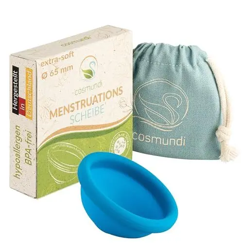 Produktbild: cosmundi Menstruationsscheibe aus medizinischem Silikon - Für Sport, Schwimmen & Intimität - Wiederverwendbare Menstrual Disc & nachhaltige Tampon Alternative - Wohlbefinden während der Periode - 65mm