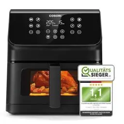 Produktbild: COSORI Heißluftfritteuse Airfryer, 12-in-1 Air Fryer XXL 6,2L, Heissluftfritteuse mit Sichtfenster & Shake-Reminder, 80 Rezepte, 55 Prozent energiesparend, spülmaschinenfeste Körbe