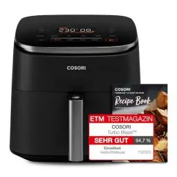 Produktbild: COSORI Heißluftfritteuse XXL Turbo Blaze, 6L Airfryer, Heissluftfritteuse mit 5 Geschwindigkeitsstufen&9 Funktionen, 30°-230°, 87 Online-&30 Papierrezepte, 96 Cooking Charts, Energiesparung, Kompakt