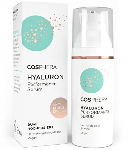 Produktbild: Cosphera Hyaluron Serum hochdosiert 50ml Vegan I Hyaluronsäure Konzentrat Microneedling geeignet I Anti Falten Creme für Augen, Gesicht, Hals & Dekollete Anti Aging Gel für Frauen und Männer