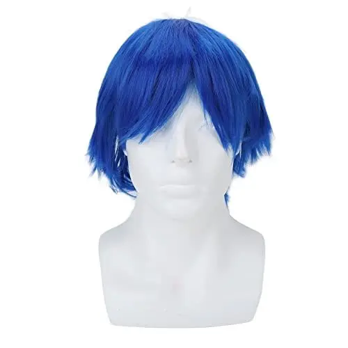 Produktbild: Cosplay Perücke, ANGGREK Kurze Flauschige Männer Natürliche Modische Anime Cosplay Party Kostüm Synthetische Haarperücke Männer Kurze Perücke Blau