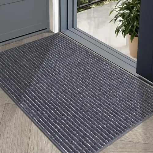 Produktbild: COSY HOMEER Fußmatte Innen, rutschfest Schmutzfangmatte Innen, Maschinenwaschbarer, Waschbar Fussmatte Innen, Absorbierend Fussmatte Für Hintertür, Eingang, Flur, Küche(80 x 120cm, Dunkelgrau)