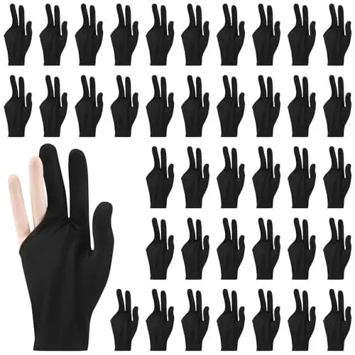 Produktbild: CosyCaya 50 Stück Billard Handschuhe, Billardhandschuhe, Billard Handschuhe für die und Universelle 3 Finger Queue Handschuhe Queue Sport Handschuhe, atmungsaktiver, Rutschfester Trainingshandschuh