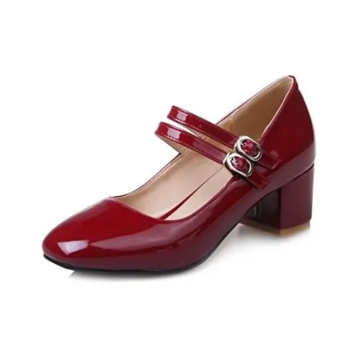 Produktbild: CosyFever Damen DC354 Pumps mit Blockabsatz Niedrig Blockabsatz Professionel Uniform Schuh Rot - 37.5 EU