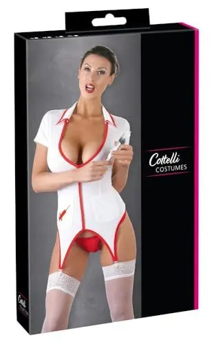 Produktbild: Cotelli Collection Schwestern Tracht - erotisches Minikleid in Krankenschwester-Optik mit String, Dessous-Kleid für Damen, weiß