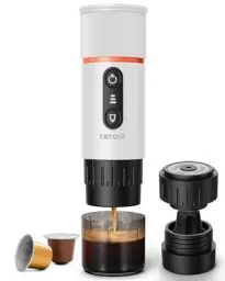 Produktbild: COTGCO tragbare Espresso‑Maschine 20 bar selbstheizend | Akku‑Espressomaschine 13500mAh & 80ml | Kaffeemaschine to go kompatibel mit NS Kapseln – Camping Auto Büro - Weiß