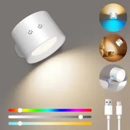 Produktbild: COTLEDL LED Wandleuchte Innen, Kabellose Akku Wandlampe, Dimmbar 3 Farbmodi Leselampe & RGB Ambiente Wandleuchte Ohne Stromanschluss,Touch-und Fernbedienung, 360° Drehbarer Lampe Weiß 1 Stück