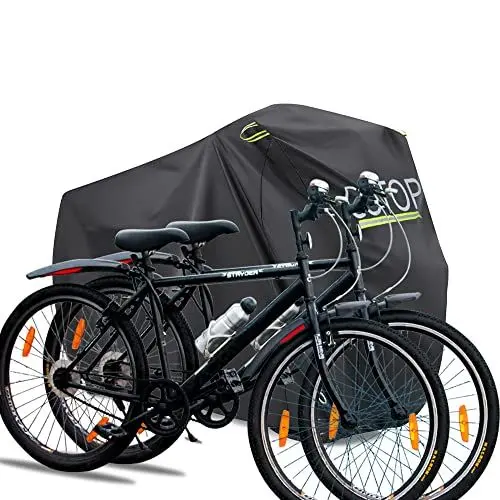 Produktbild: COTOP 3XL Wasserdicht Fahrradabdeckung für 2 Fahrräder, 210D Oxford Fahrrad Wetterschutz Abdeckplane Schutzhülle mit Schlossösen Schutz für Mountainbike und Rennrad