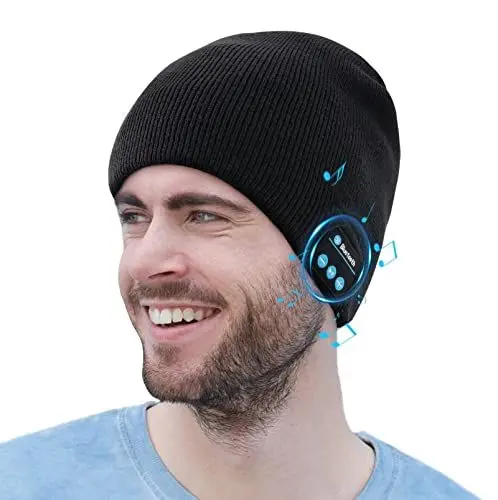 Produktbild: COTOP Bluetooth Mütze Männer, Unisex USB Wintermütze mit Kopfhörer, Elektronisches Gadget Geschenk für Herren, Warme Strickmütze Demen für Laufen, Radfahren, Ski, Joggen
