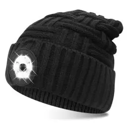 Produktbild: COTOP Led Mütze mit Licht Herren, Wintermütze mit Stirnlampe, Strickmütze Beanie mit Beleuchtung, Geschenke für Jogging, Camping, Radfahren, Wander