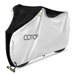 Produktbild: COTOP Fahrradabdeckung Wasserdicht 210D Oxford, Hochwertige Fahrradplane Wetterfest 200 x 80 x 110 cm, Fahrrad Abdeckplane Mit Anti Diebstahl Loch, Tragetasche, Abdeckung Roller, e bikes